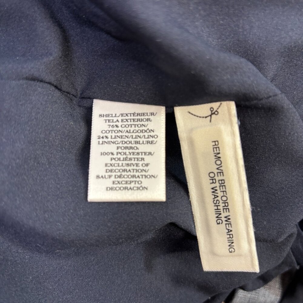 Ann Taylor Sheath Dress 0 Navy Blue Chambray Sleeveless V-Neck Pockets Women's - Picture 11 of 11